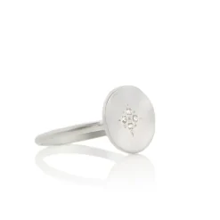 Adel Chefridi - Four Star Wave Ring with Diamonds in Sterling Silver