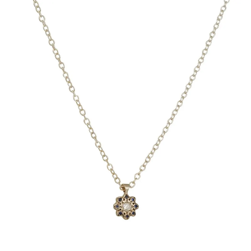 Adel Chefridi - Moonflower Pendant with Sapphire and Diamond