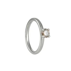 Anne Sportun - Champagne Diamond Four Prong Solitaire in 14k White