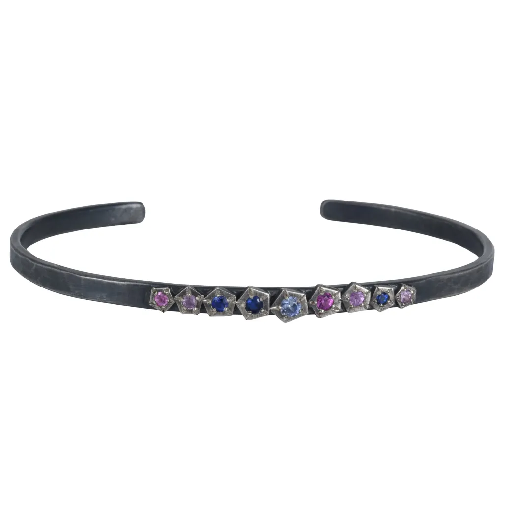 Annie Fensterstock – Thin Rock Cuff in Sapphire Mix