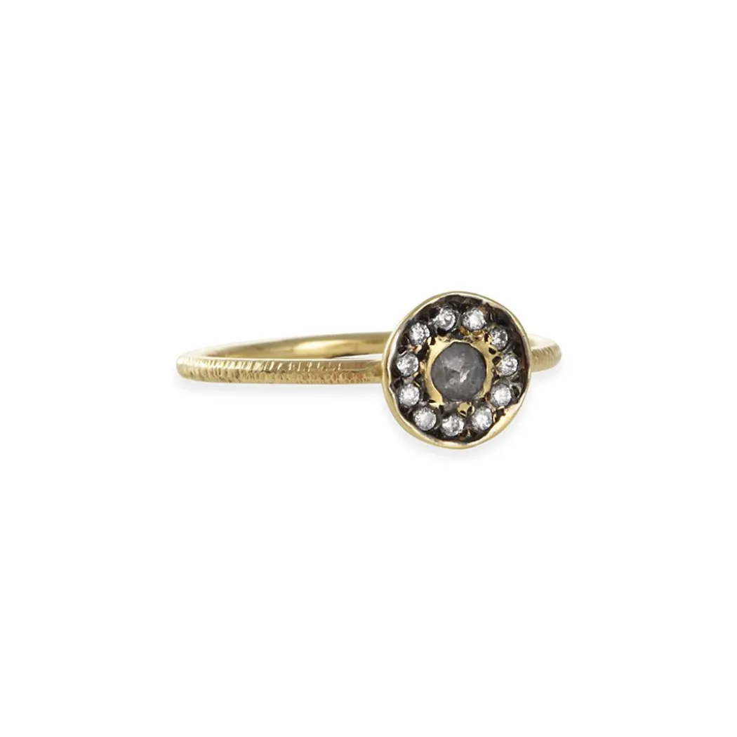 Ariko Jewelry- Grey Diamond Halo Ring