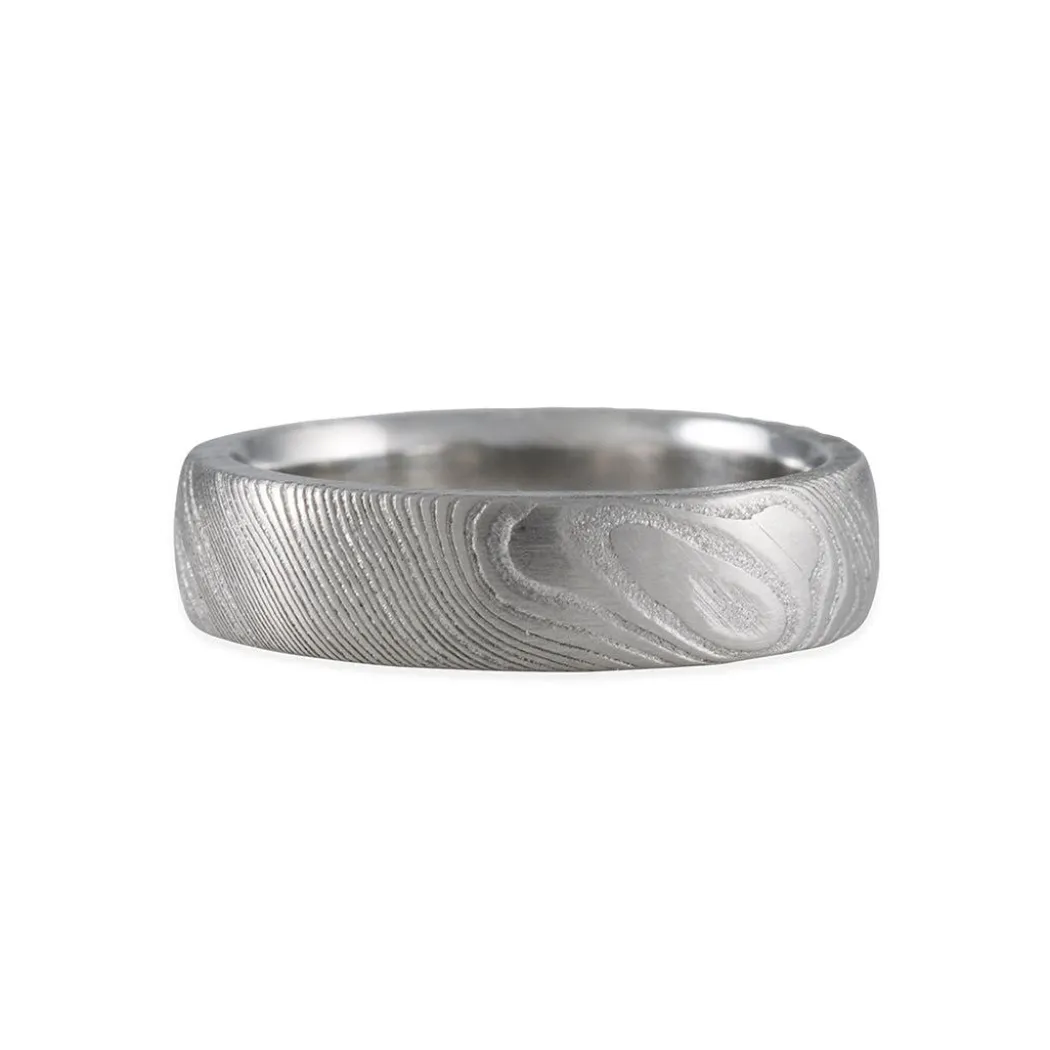 Chris Ploof - "Storm's Eye" 5mm Semi Round Damascus Band