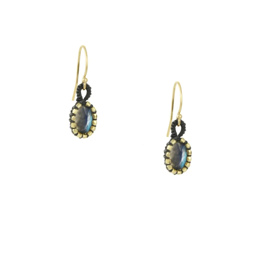 Danielle Welmond - Crocheted Cage Drop Earrings With Labradorite Ovals