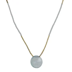 Debbie Fisher - Aquamarine on Seed Bead Necklace
