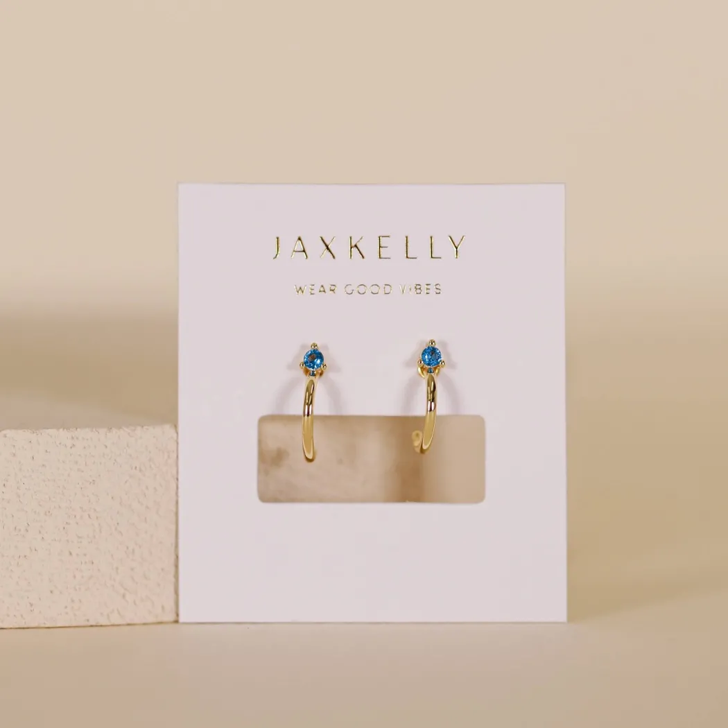 JaxKelly – Mini Sapphire CZ Huggie Hoop