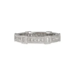 Joilie - Diamond Art Deco Eternity Band in 18K White Gold