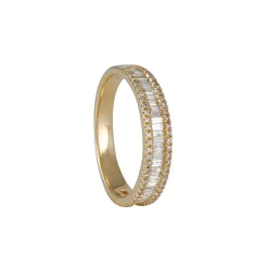 Liven - Channel Set Diamond Baguette Band in 14K Yellow Gold