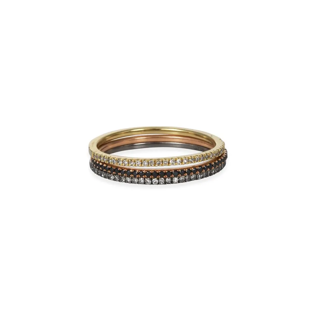 Liven - Thin Black Diamond Rose Gold Band