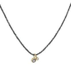 Monica Riley - Hill Tribe Bead with Rose cut and Diamond Charm Necklace