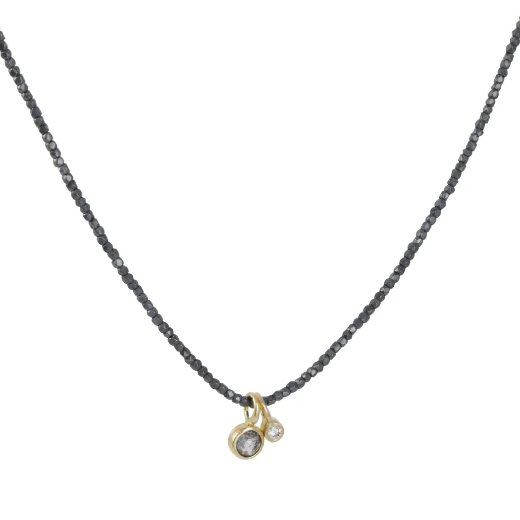 Monica Riley - Hill Tribe Bead with Rose cut and Diamond Charm Necklace