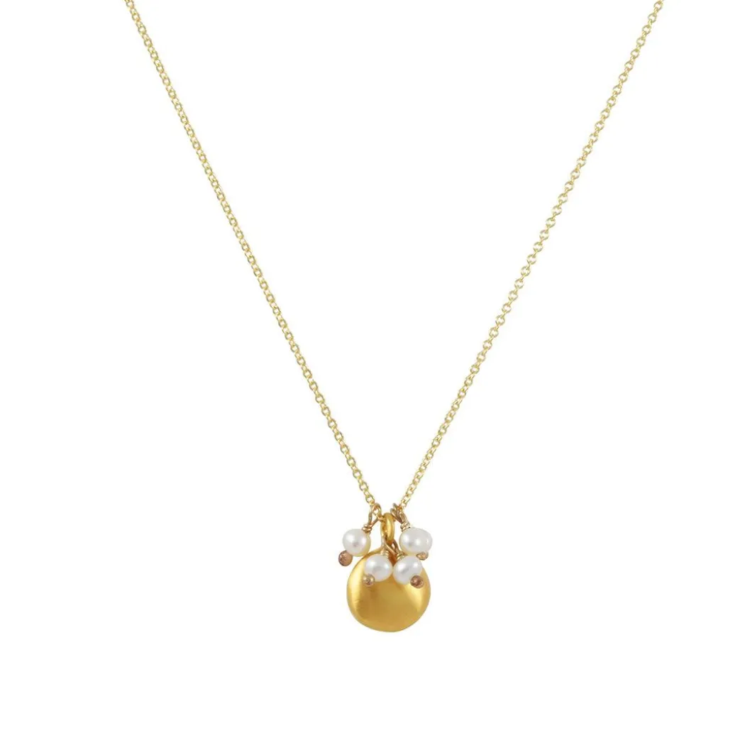 Philippa Roberts - Vermeil Disc with Pearl Cluster Necklace