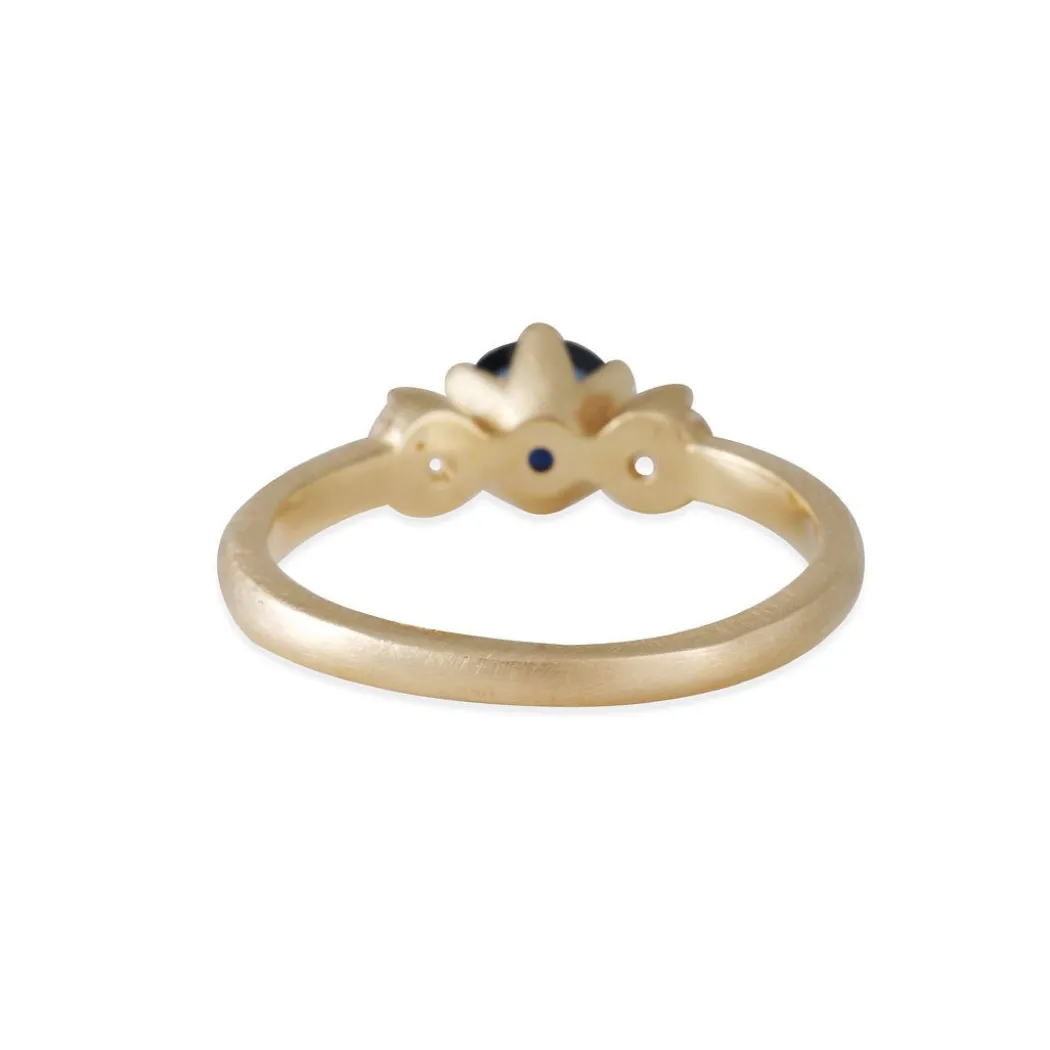 Rebecca Overmann - Three Stone Ring with Sapphire and Diamonds