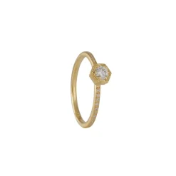 Satomi Kawakita- 3.5mm White Diamond and Pave Hexagon Ring