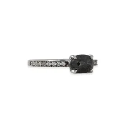 Sethi Couture- Oval Black Diamond Four Prong Solitaire