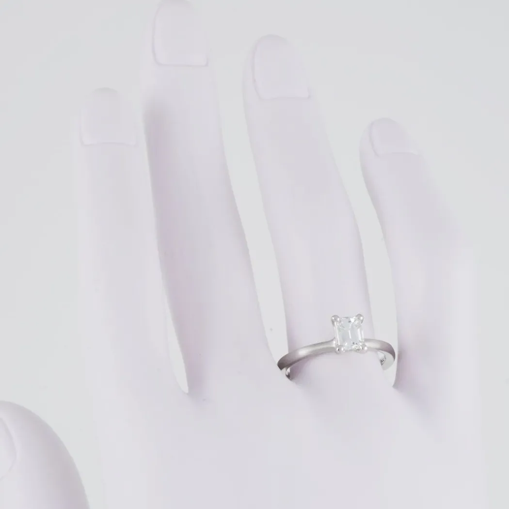 Sholdt Design - Petite Prong with .64ct Emerald Cut Diamond in Platinum