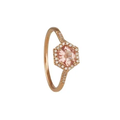 Suzanne Kalan - Hexagonal Morganite Diamond Pave Ring