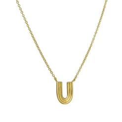 Tashi - Ridged "U" Necklace in Gold Vermeil