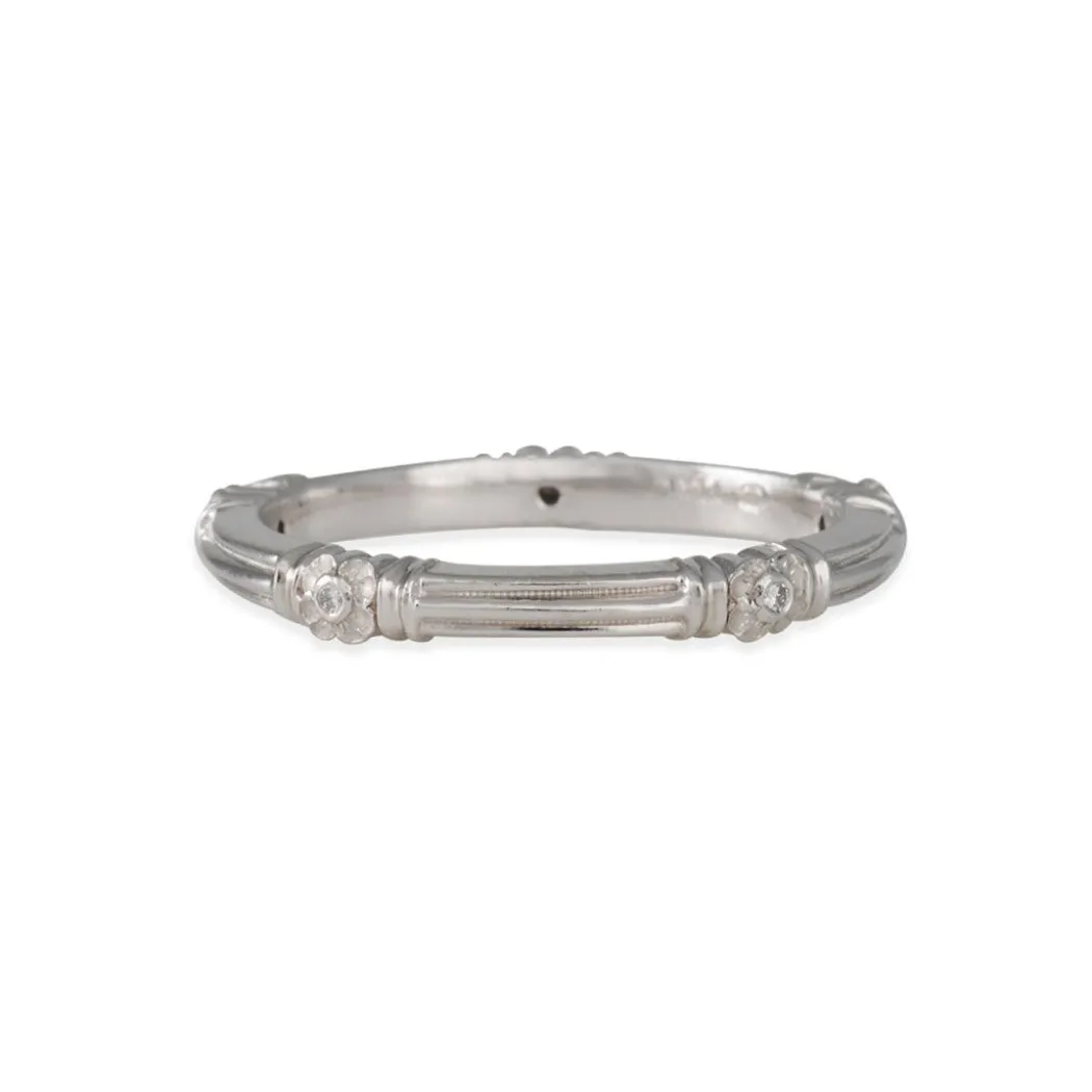 Van Craeynest - Striated Buttercup Diamond Band in Platinum