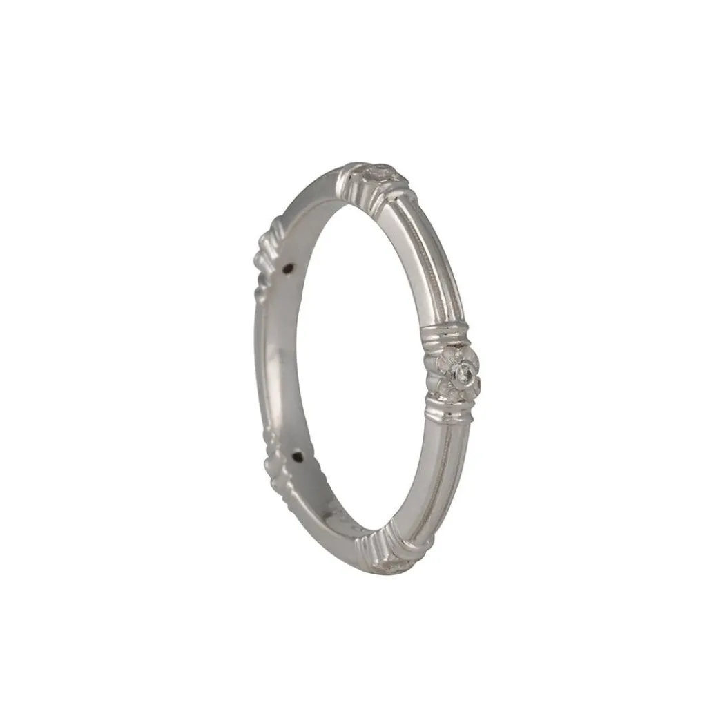 Van Craeynest - Striated Buttercup Diamond Band in Platinum