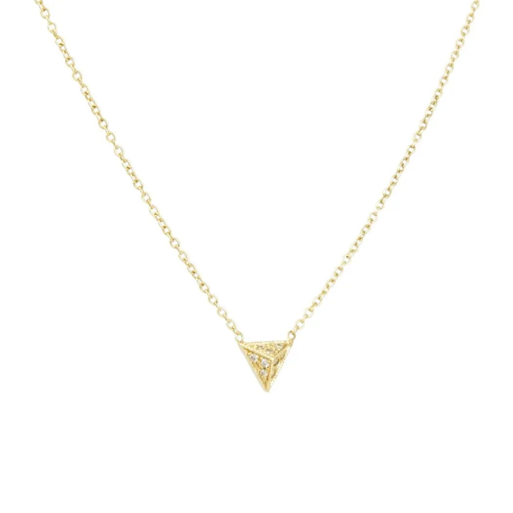 Zoe Chicco - Pave Pyramid Necklace in 14K Gold